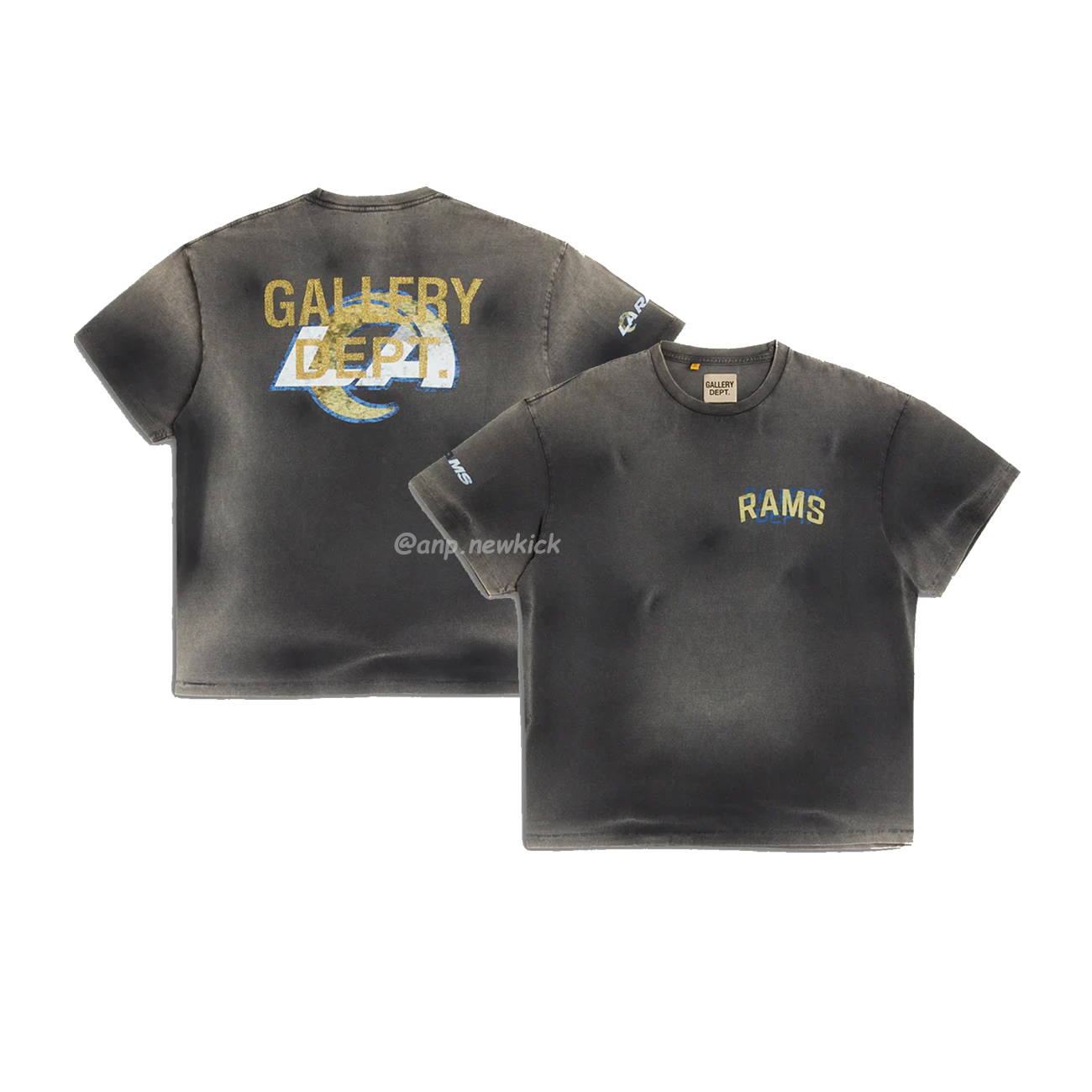 Gallery Dept X La Rams Tee Co Branded Letter Sun Faded Black Brown (1) - newkick.vip